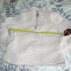 Time & Tru Oatmeal Sherpa Quarter Zip Sweater M